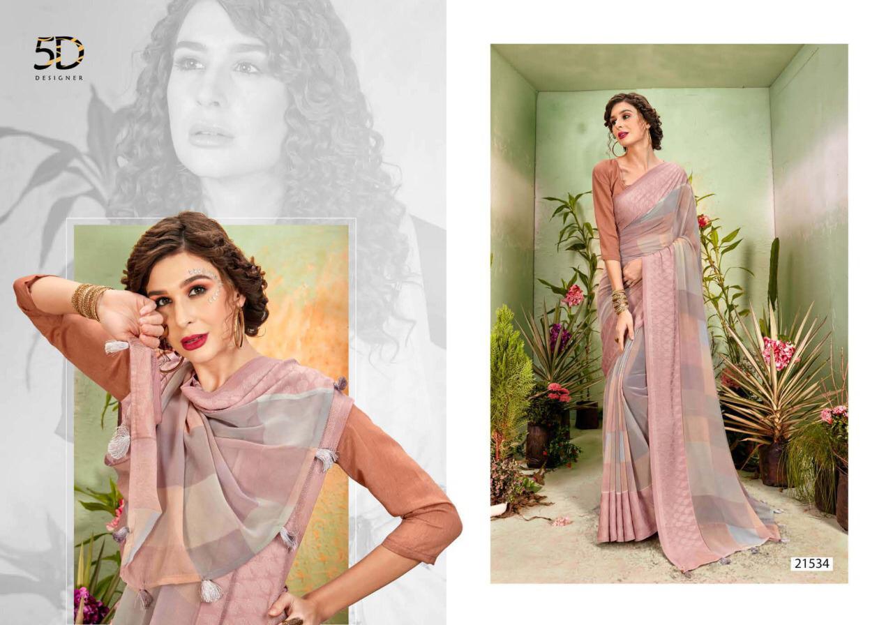 Amber Vol 3 By 5d Designer Crape Georgette With Jacquard Border Casual Wear Saree