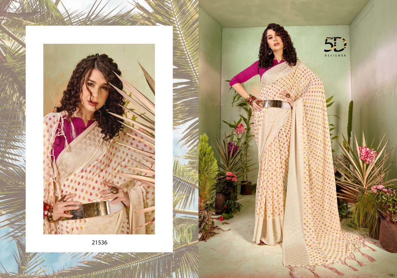 Amber Vol 3 By 5d Designer Crape Georgette With Jacquard Border Casual Wear Saree