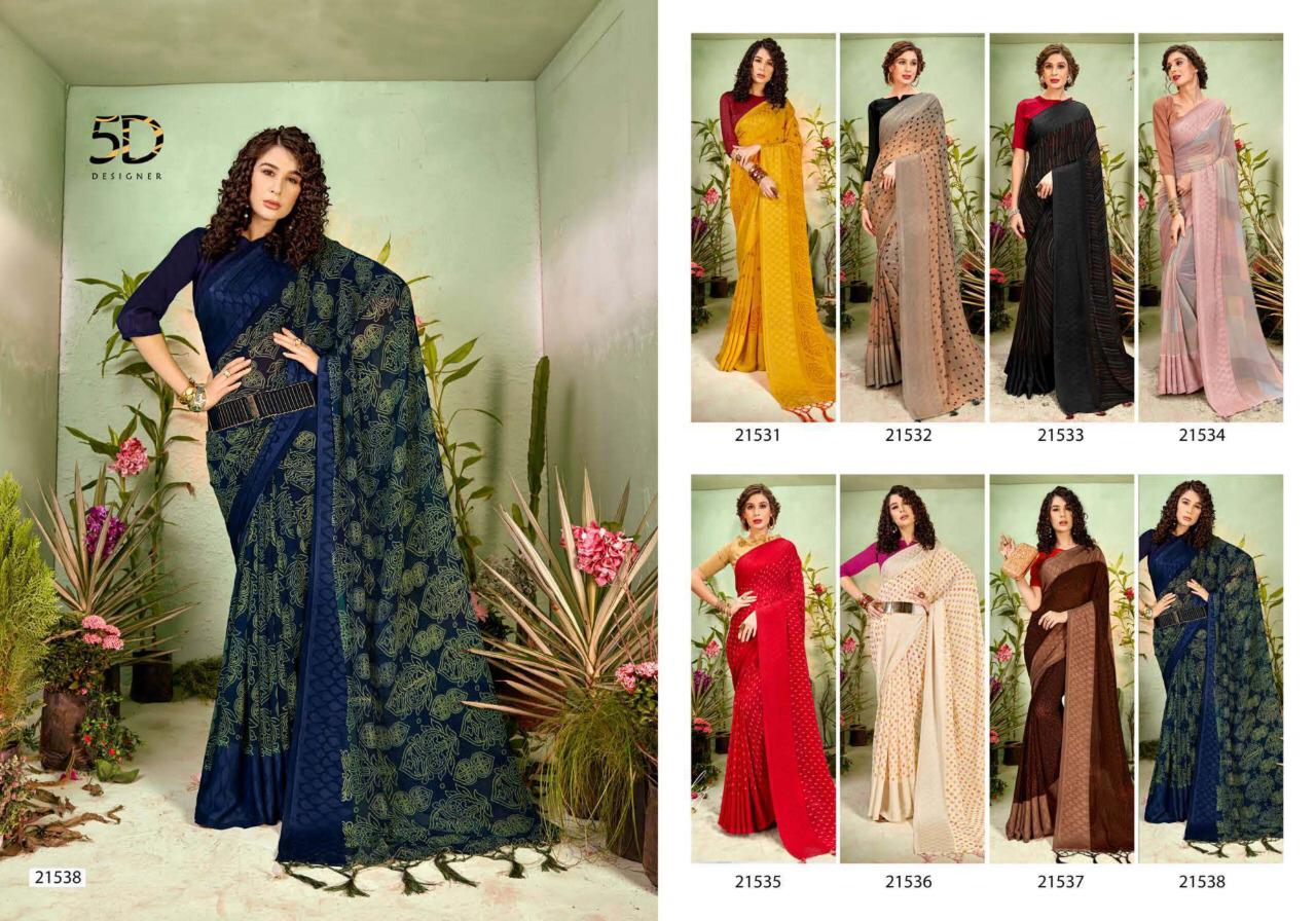Amber Vol 3 By 5d Designer Crape Georgette With Jacquard Border Casual Wear Saree