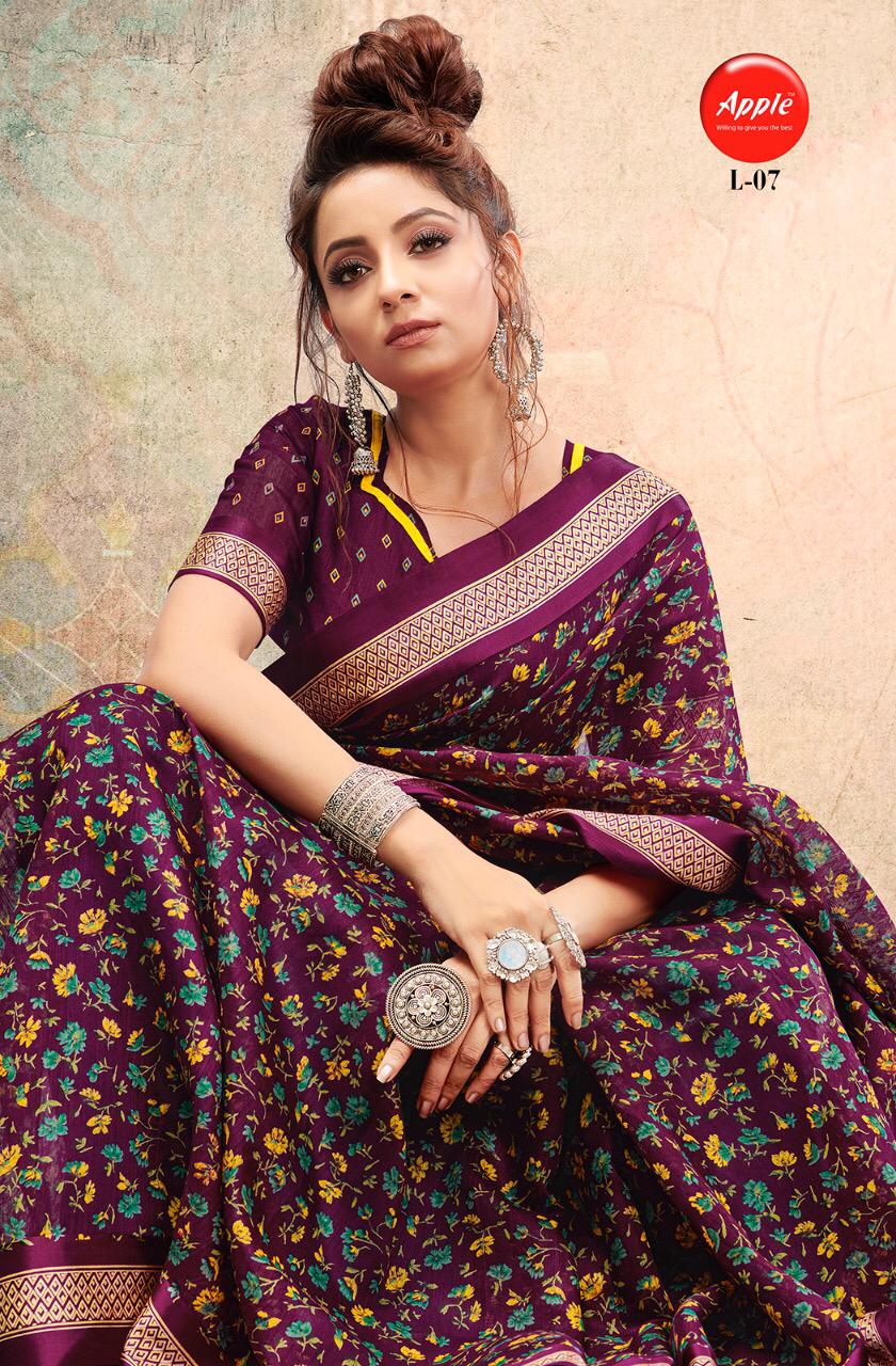 Apple Saree Launching Liva Linen Satin Casual Wear Saree At Wholesale Price In Surat Market