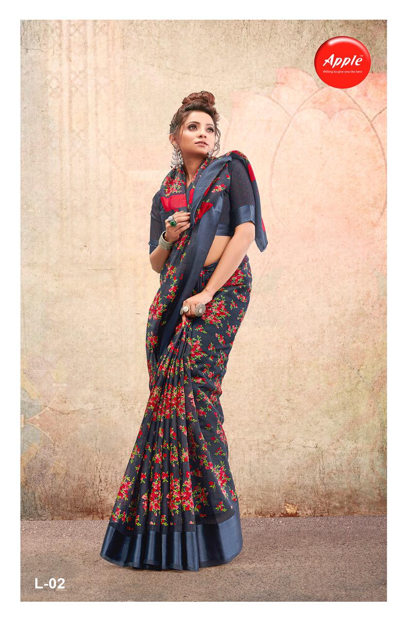 Apple Saree Launching Liva Linen Satin Casual Wear Saree At Wholesale Price In Surat Market