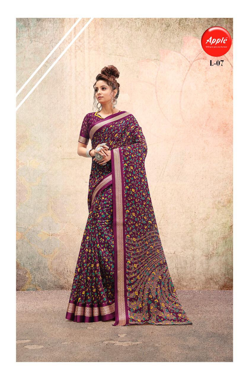 Apple Saree Launching Liva Linen Satin Casual Wear Saree At Wholesale Price In Surat Market