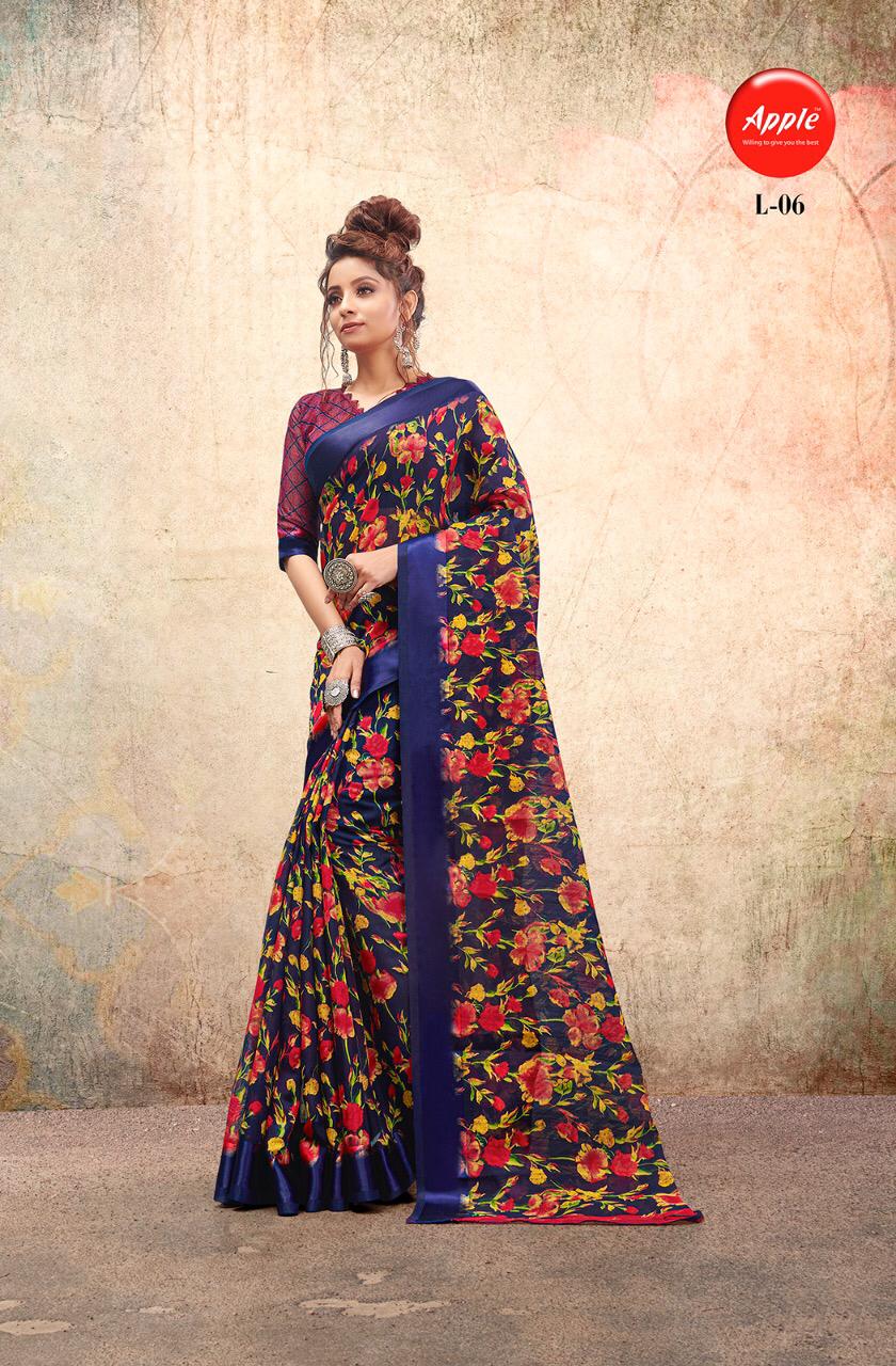 Apple Saree Launching Liva Linen Satin Casual Wear Saree At Wholesale Price In Surat Market