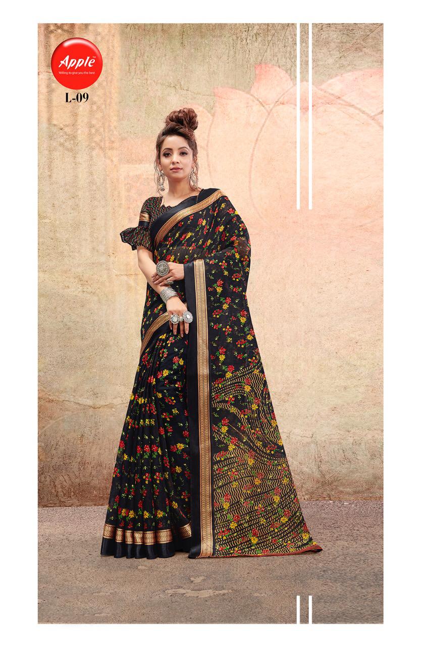 Apple Saree Launching Liva Linen Satin Casual Wear Saree At Wholesale Price In Surat Market