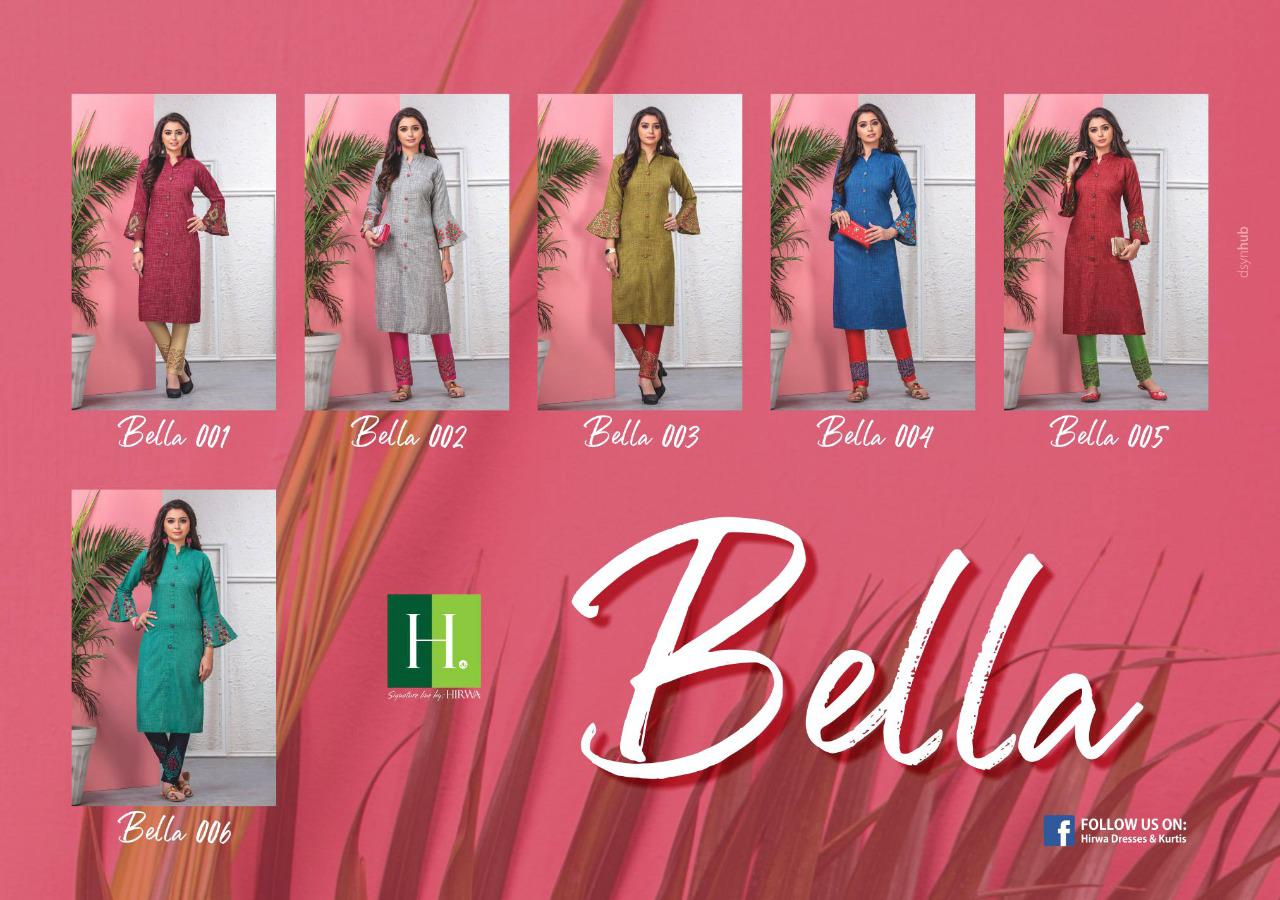 Hirwa Launching Bella Fancy Rayon With Embroidery Branded Kurti Trader