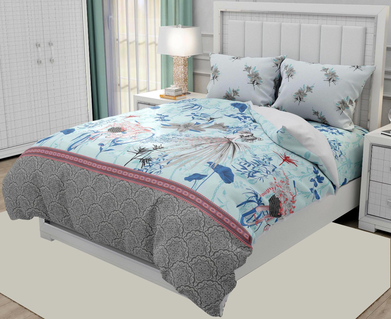 K4u Presents Hawaii Part 2 Pure Cotton King Size Bedsheet With Matching Pillow Covers