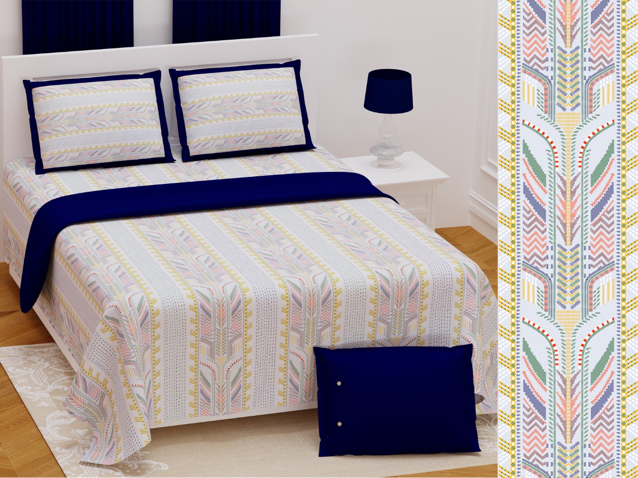K4u Presents Jumboo King Size Cotton Exclusive Designer Bedsheet With Matching Pillow Cover