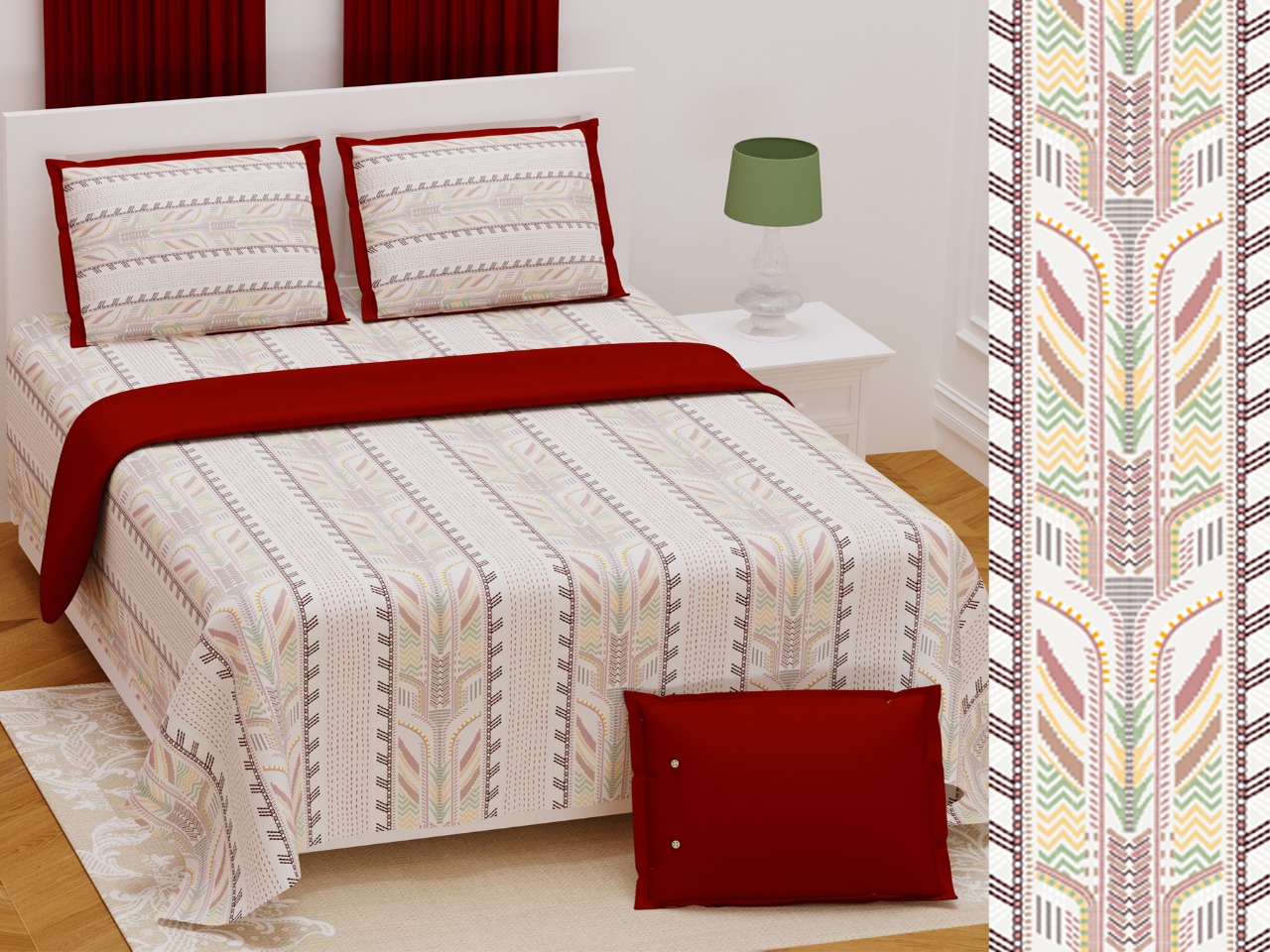 K4u Presents Jumboo King Size Cotton Exclusive Designer Bedsheet With Matching Pillow Cover