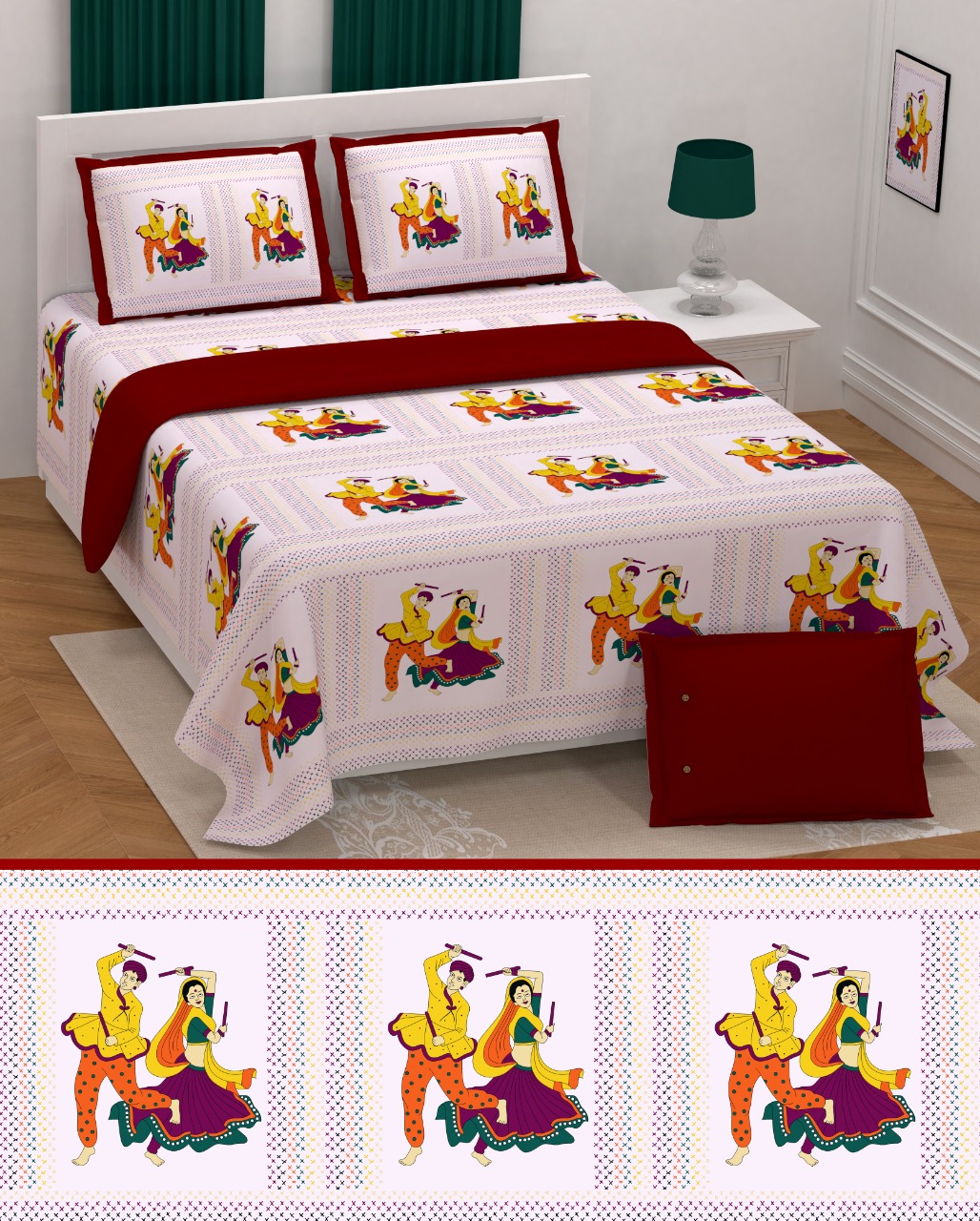 K4u Presents Jumboo King Size Cotton Exclusive Designer Bedsheet With Matching Pillow Cover