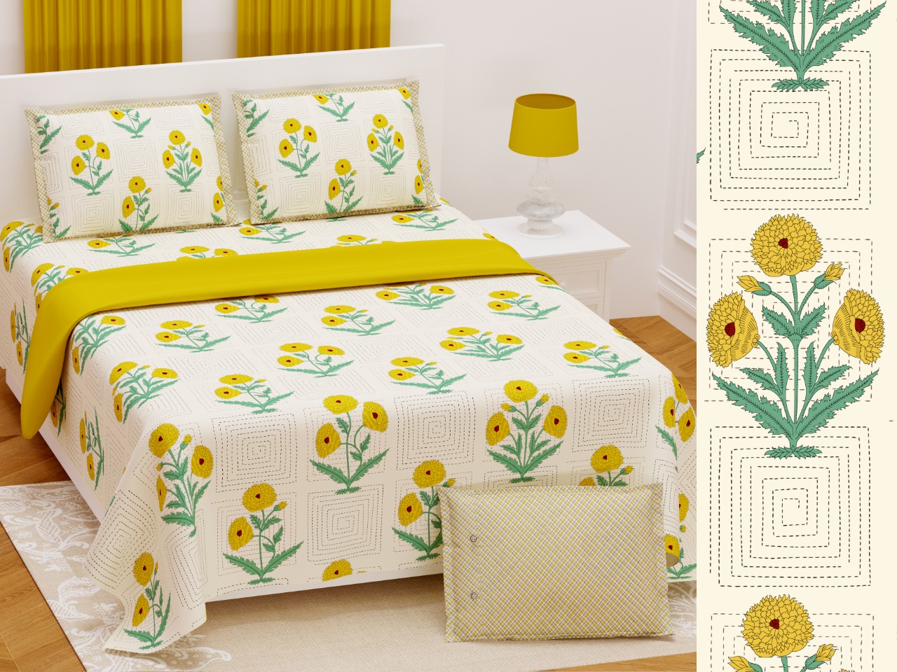 K4u Presents Jumboo King Size Cotton Exclusive Designer Bedsheet With Matching Pillow Cover