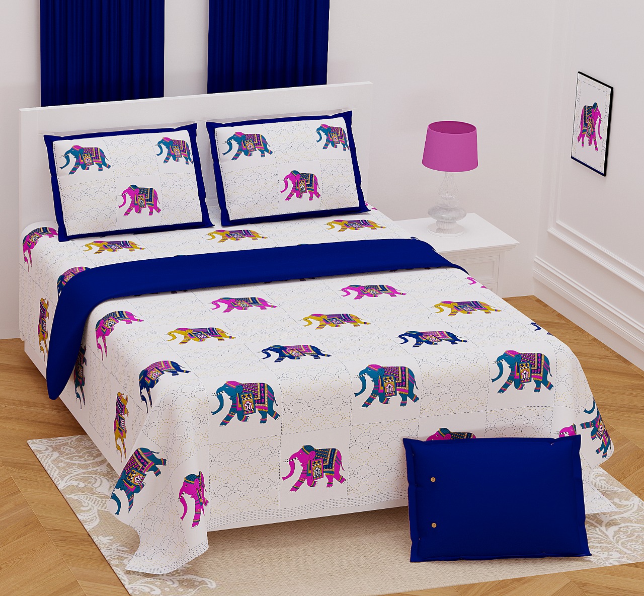 K4u Presents Jumboo King Size Cotton Exclusive Designer Bedsheet With Matching Pillow Cover