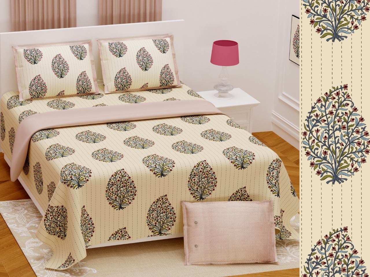 K4u Presents Jumboo King Size Cotton Exclusive Designer Bedsheet With Matching Pillow Cover