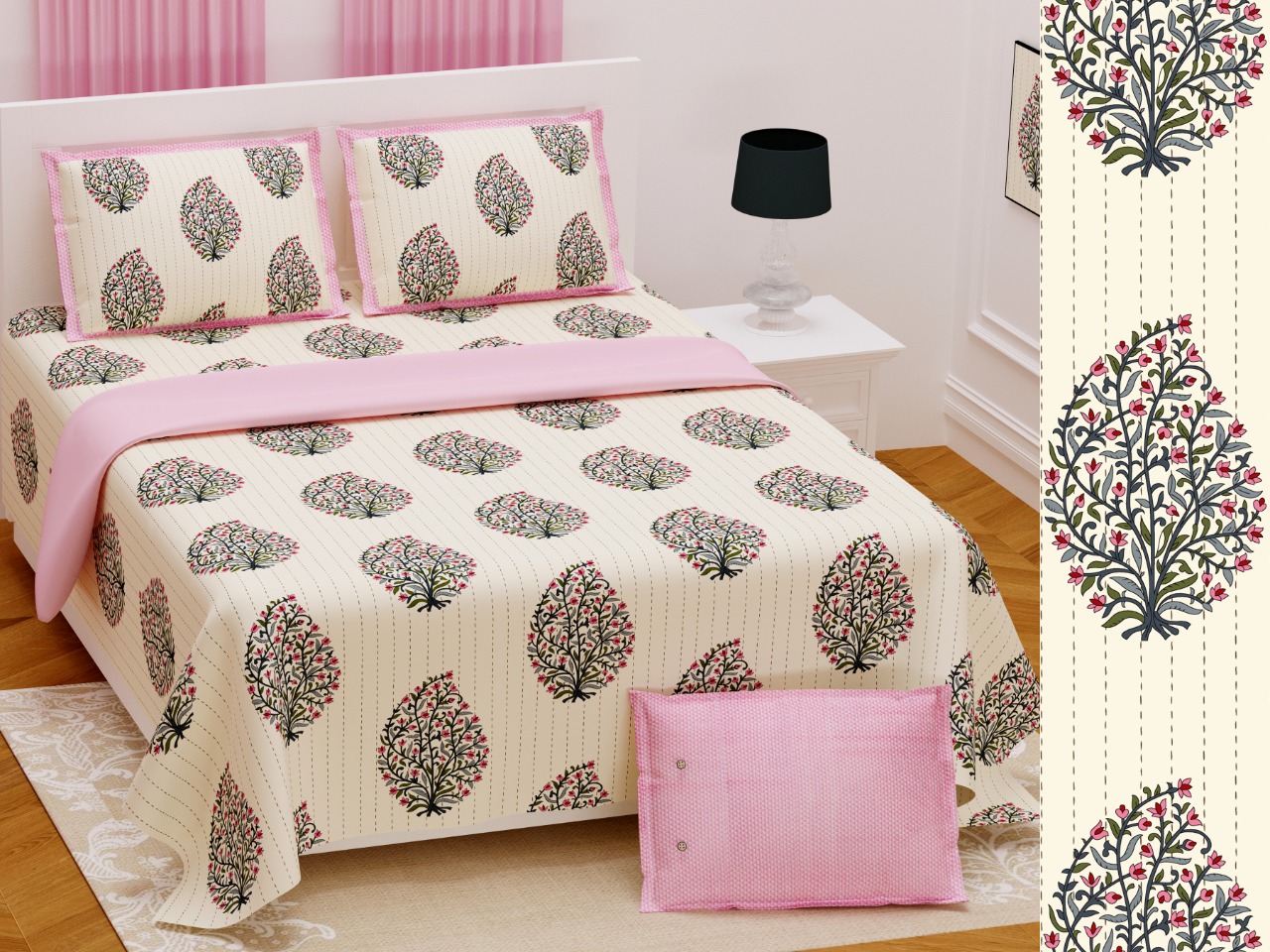 K4u Presents Jumboo King Size Cotton Exclusive Designer Bedsheet With Matching Pillow Cover