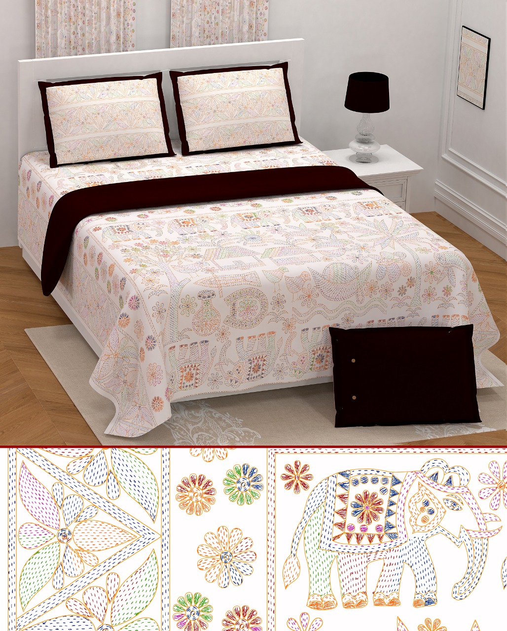 K4u Presents Jumboo King Size Cotton Exclusive Designer Bedsheet With Matching Pillow Cover