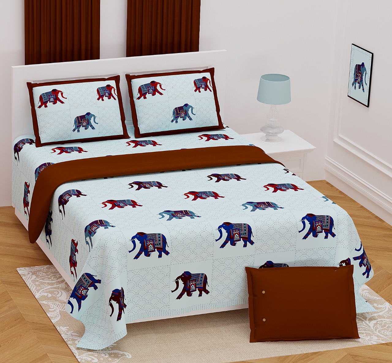 K4u Presents Jumboo King Size Cotton Exclusive Designer Bedsheet With Matching Pillow Cover