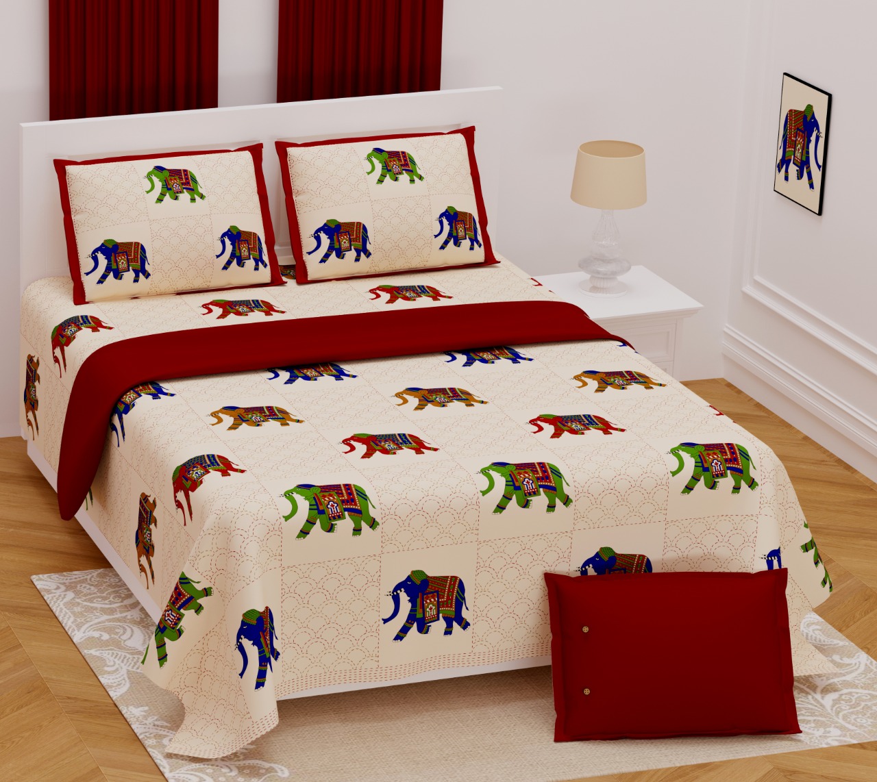 K4u Presents Jumboo King Size Cotton Exclusive Designer Bedsheet With Matching Pillow Cover
