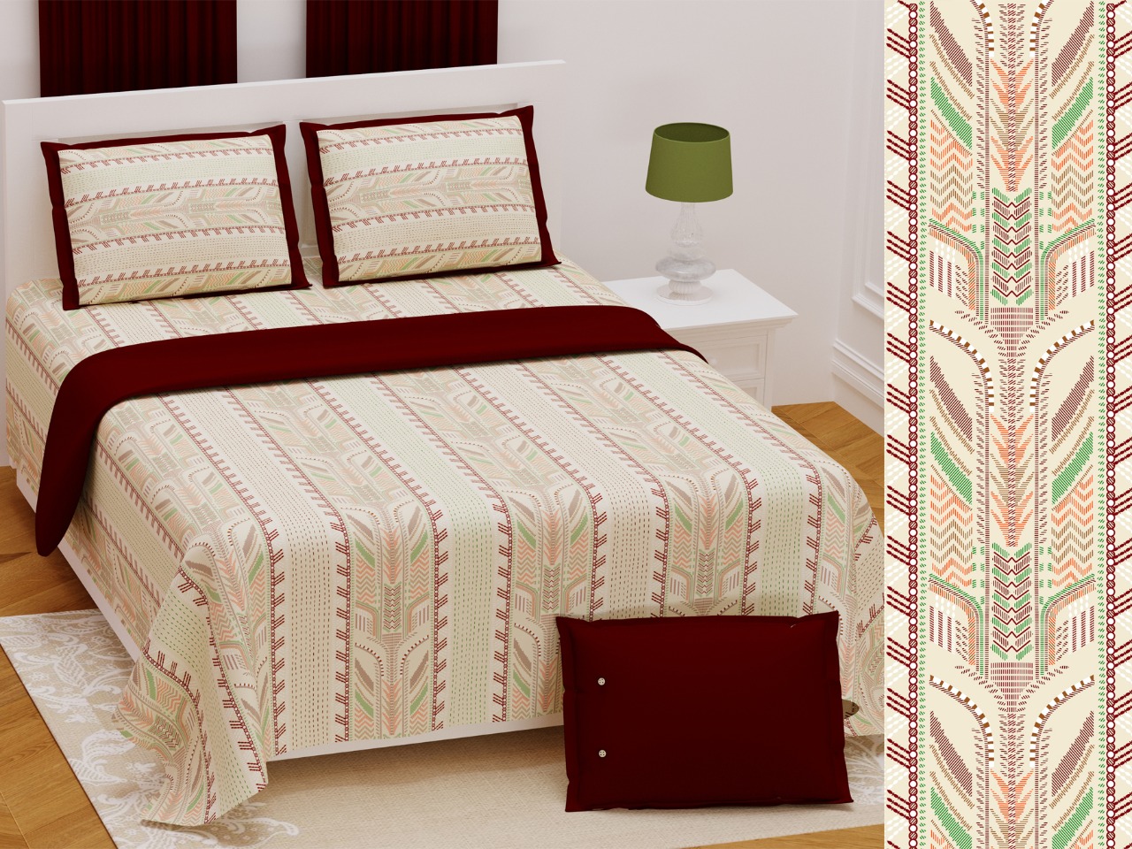 K4u Presents Jumboo King Size Cotton Exclusive Designer Bedsheet With Matching Pillow Cover
