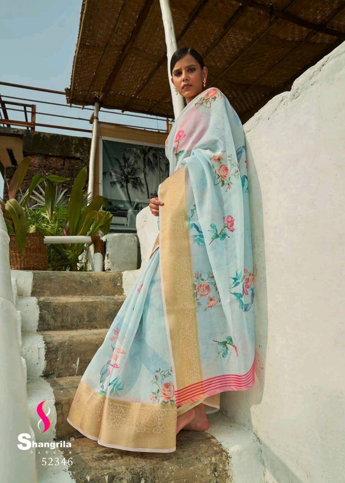Kadambari Linen Vol 5 By Shangrila Digital Print Linen Saree Catalogs Seller