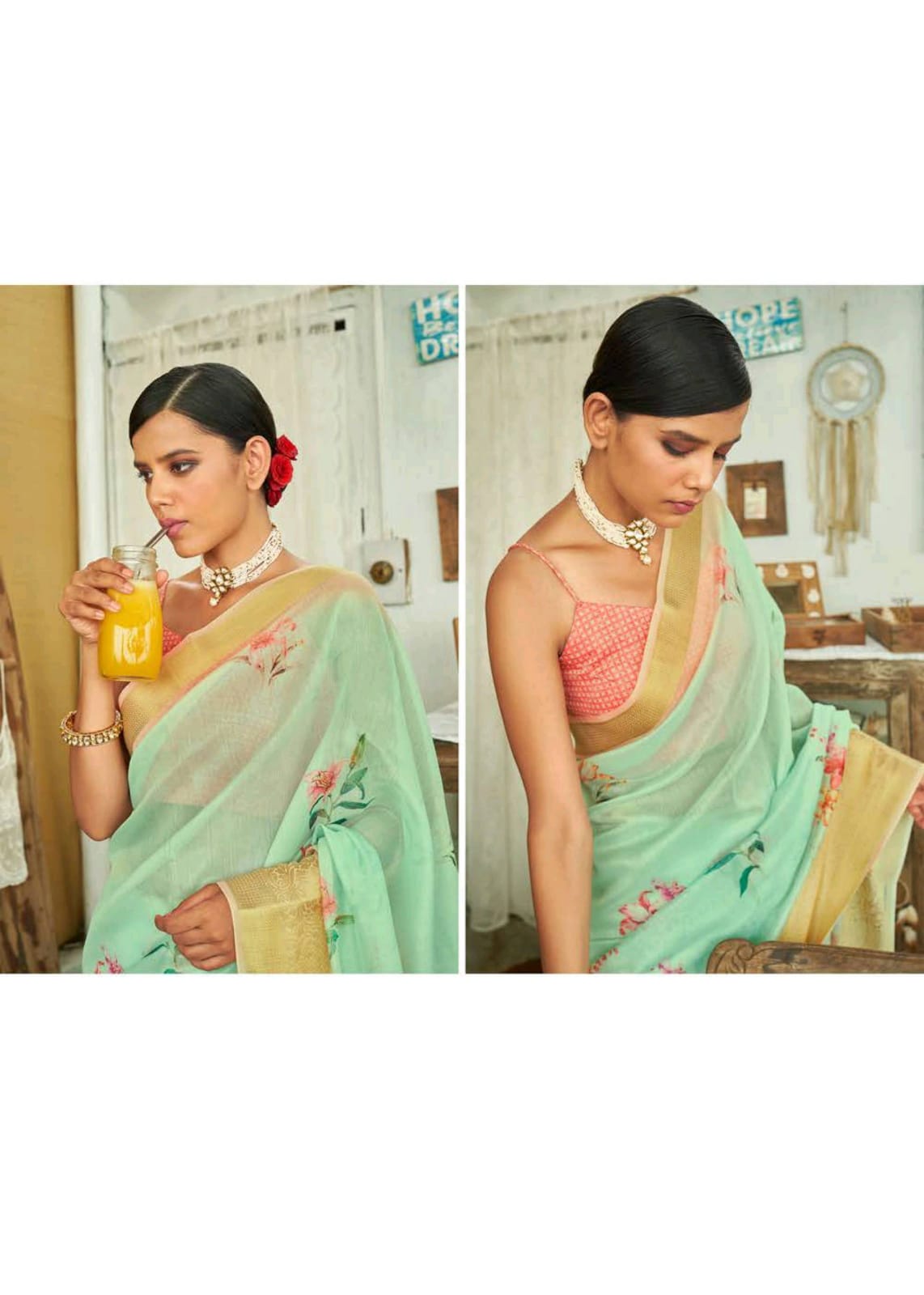 Kadambari Linen Vol 5 By Shangrila Digital Print Linen Saree Catalogs Seller