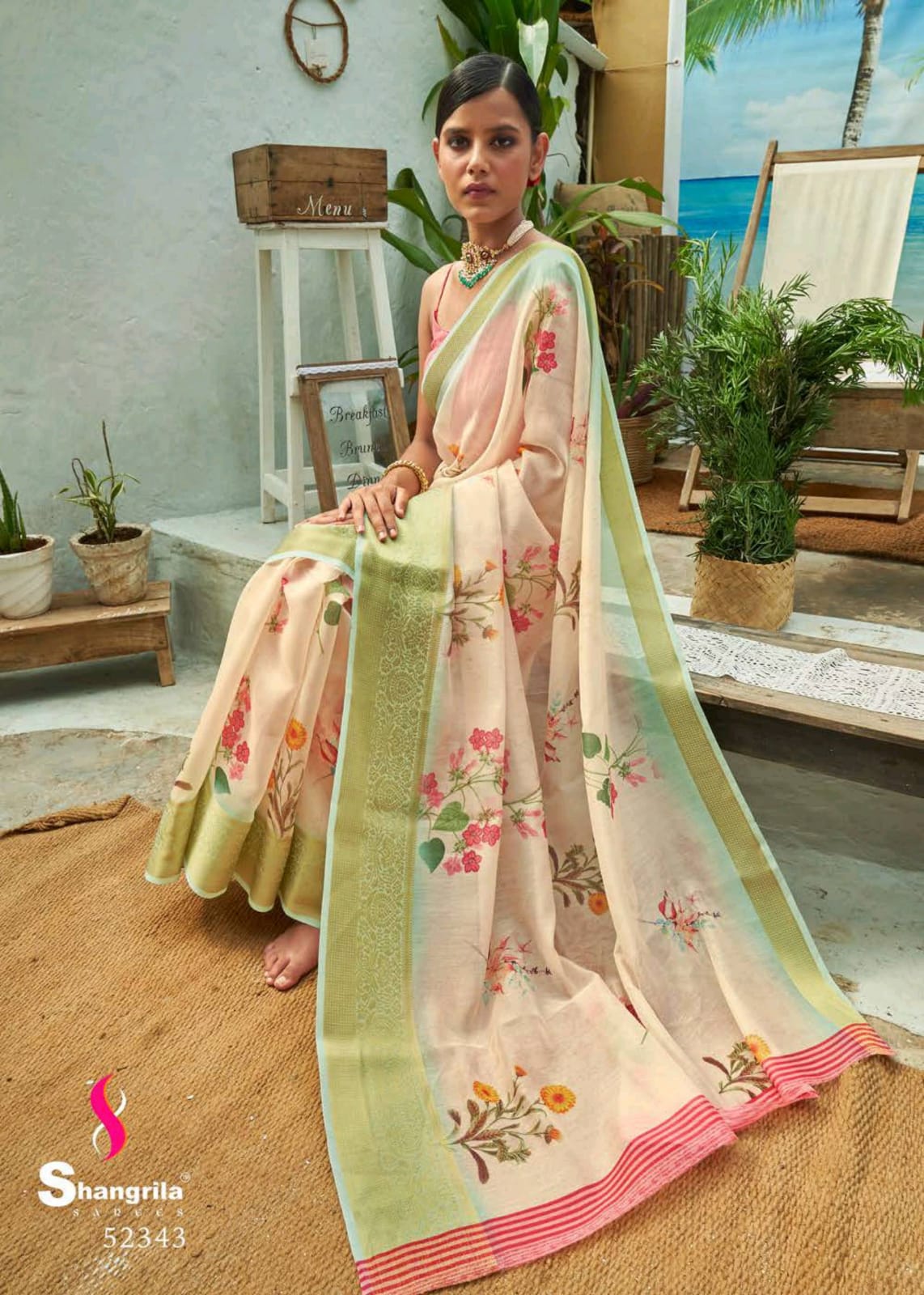 Kadambari Linen Vol 5 By Shangrila Digital Print Linen Saree Catalogs Seller
