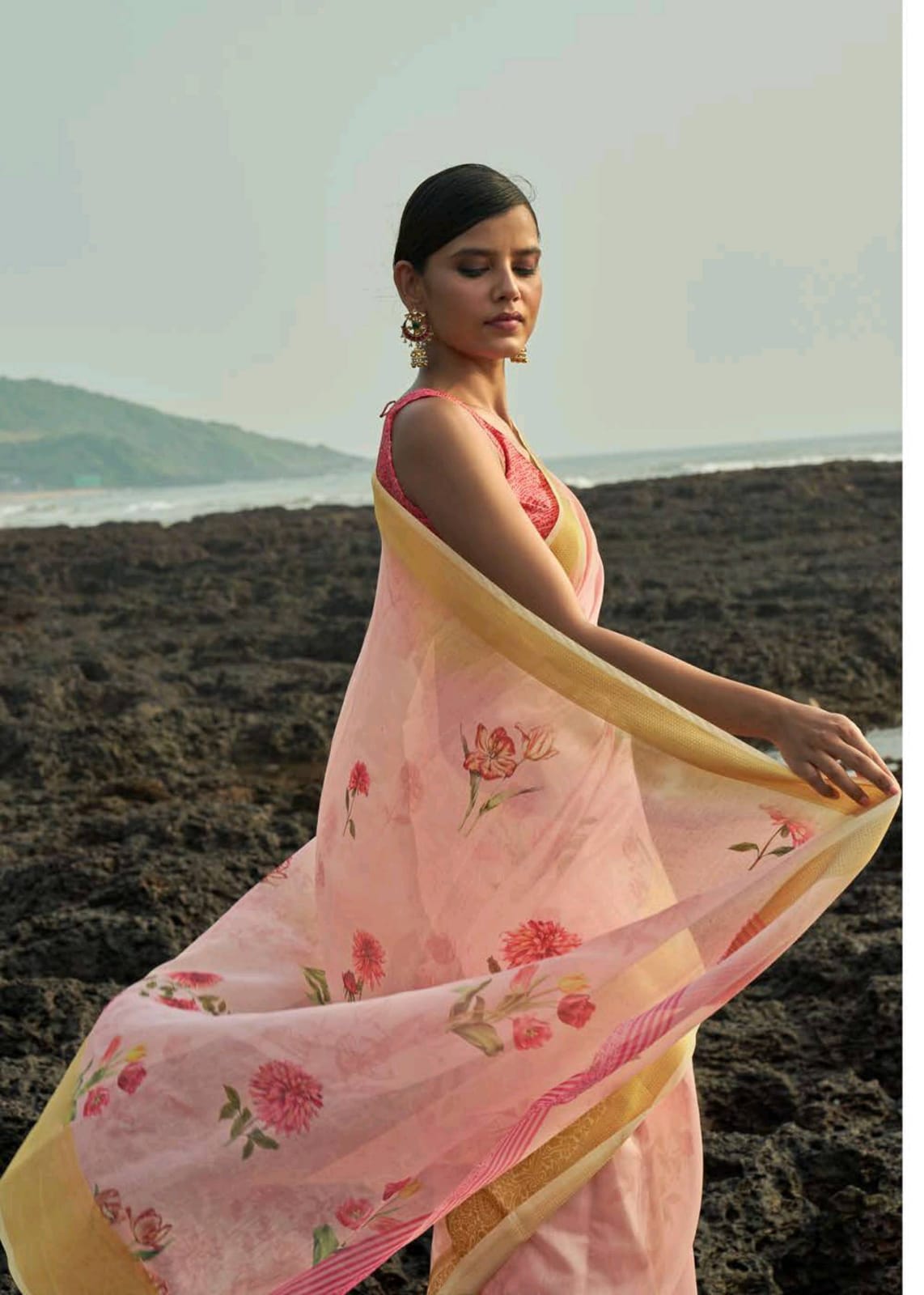 Kadambari Linen Vol 5 By Shangrila Digital Print Linen Saree Catalogs Seller