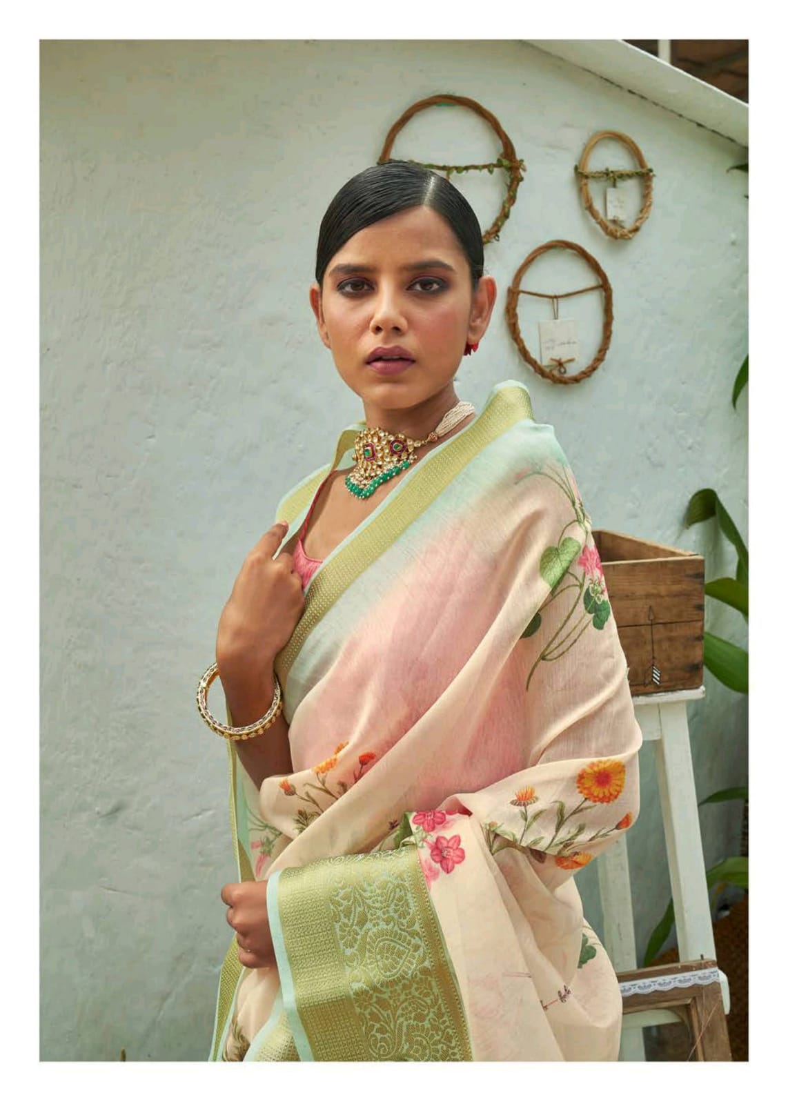 Kadambari Linen Vol 5 By Shangrila Digital Print Linen Saree Catalogs Seller