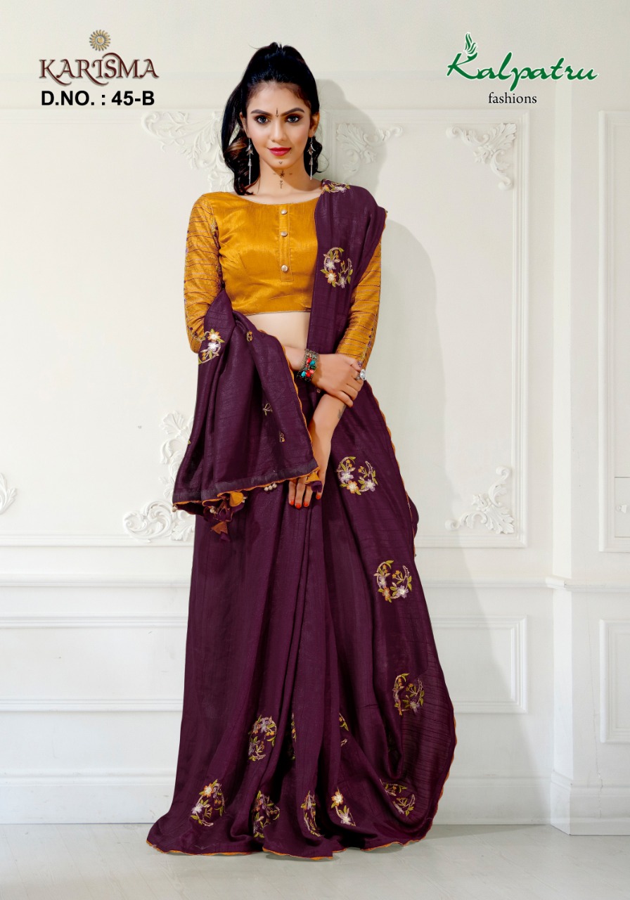 Karisma By Kalpatru Fashion Cotton Fancy Work Stylish Heavy Saree Online Shopping