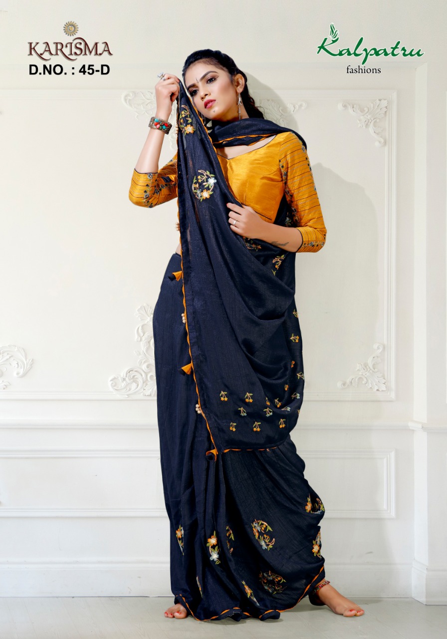 Karisma By Kalpatru Fashion Cotton Fancy Work Stylish Heavy Saree Online Shopping