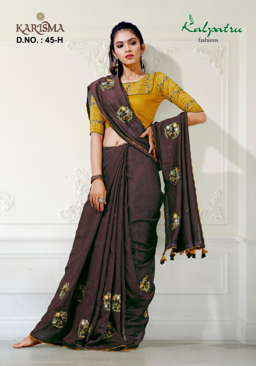 Karisma By Kalpatru Fashion Cotton Fancy Work Stylish Heavy Saree Online Shopping