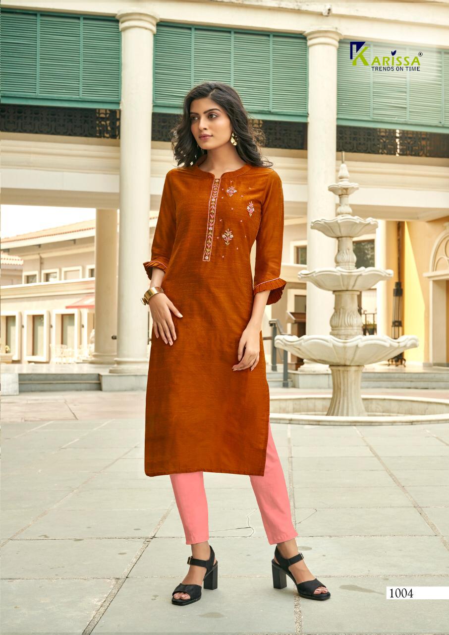 Karissa Presents Riwaaz Silk Slub Confortable To Wear Casual Kurti For Girls Collections