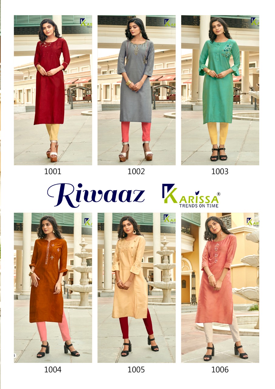 Karissa Presents Riwaaz Silk Slub Confortable To Wear Casual Kurti For Girls Collections