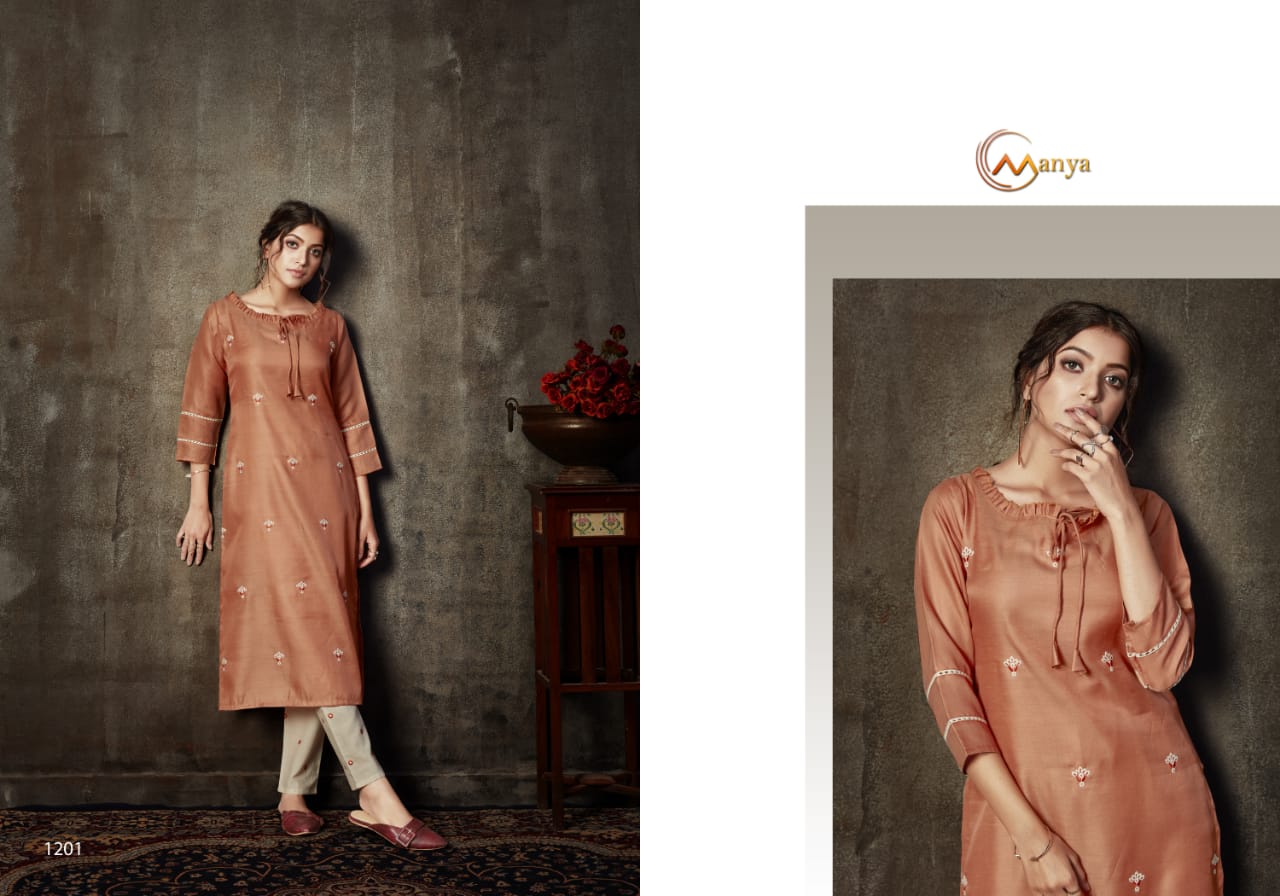 Manya Launch Weaves Pure Linen Silk Exclusive Kurti With Pant Exporter In Surat Market