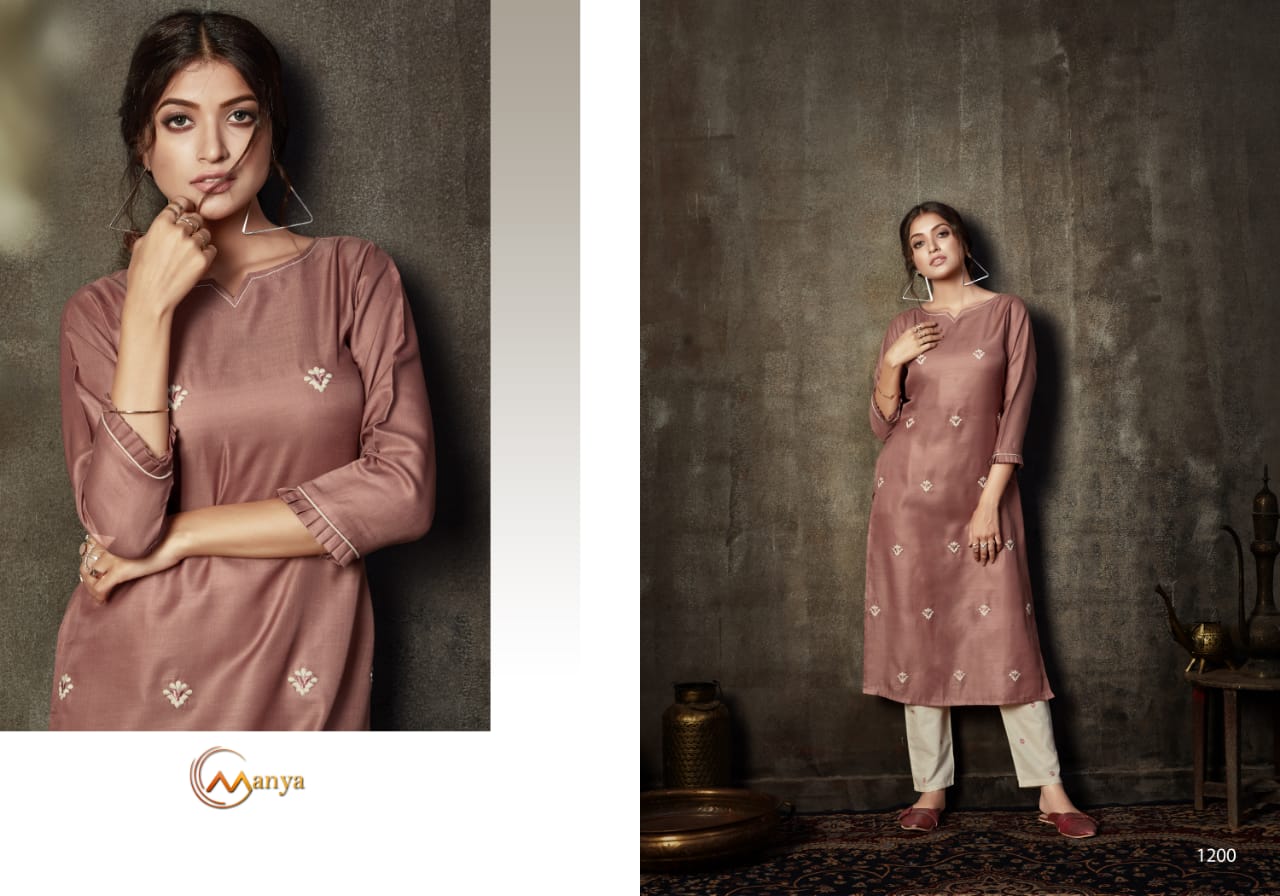 Manya Launch Weaves Pure Linen Silk Exclusive Kurti With Pant Exporter In Surat Market