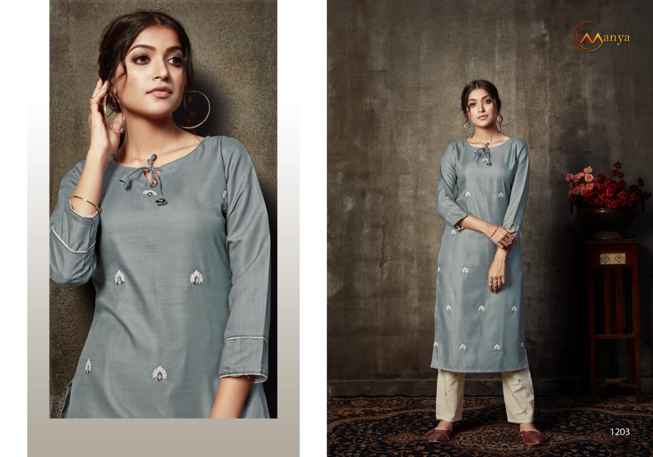Manya Launch Weaves Pure Linen Silk Exclusive Kurti With Pant Exporter In Surat Market