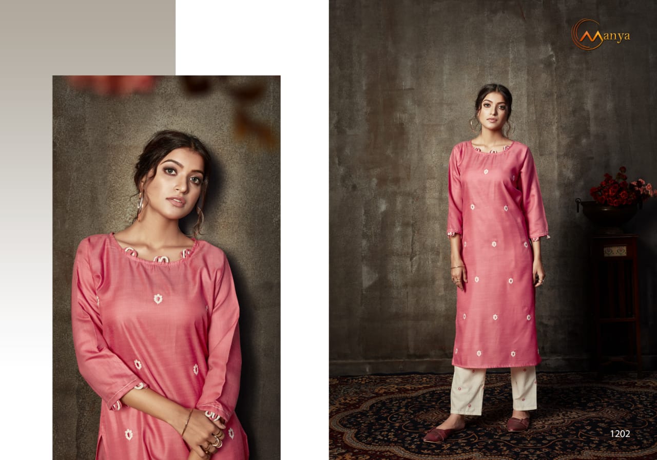 Manya Launch Weaves Pure Linen Silk Exclusive Kurti With Pant Exporter In Surat Market