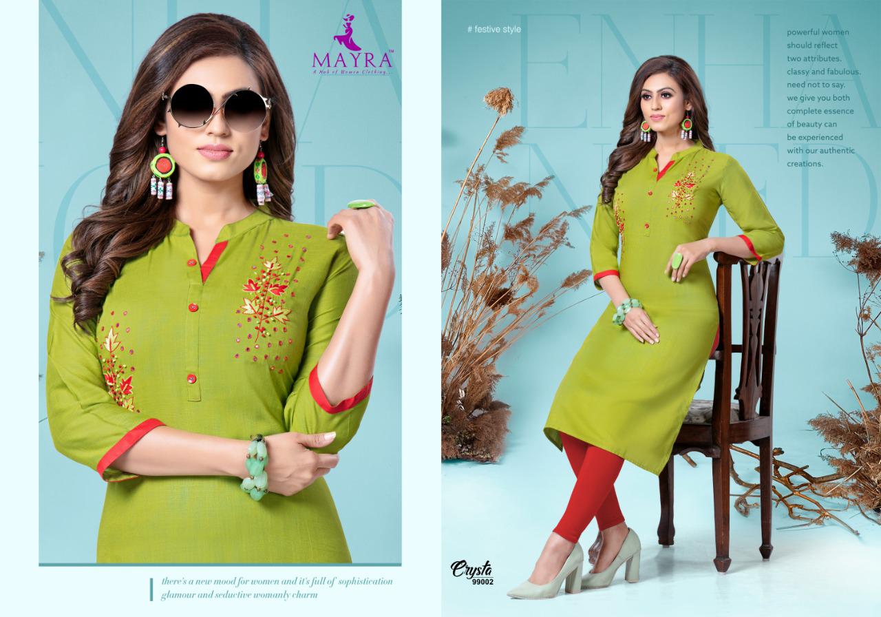 Mayra Presents Crysta Rayon Slub Daily Wear Kurti At Chipest Price In Surat Market