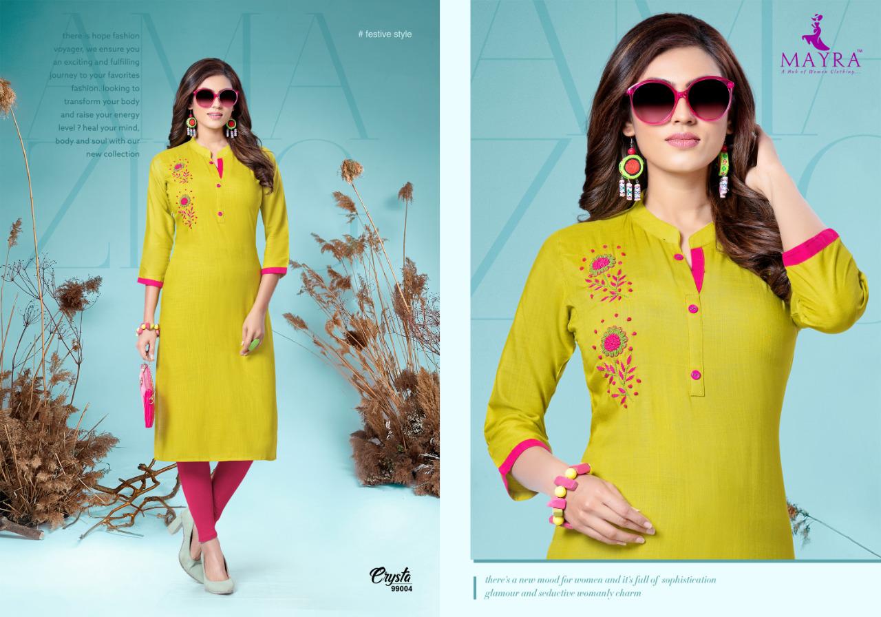 Mayra Presents Crysta Rayon Slub Daily Wear Kurti At Chipest Price In Surat Market