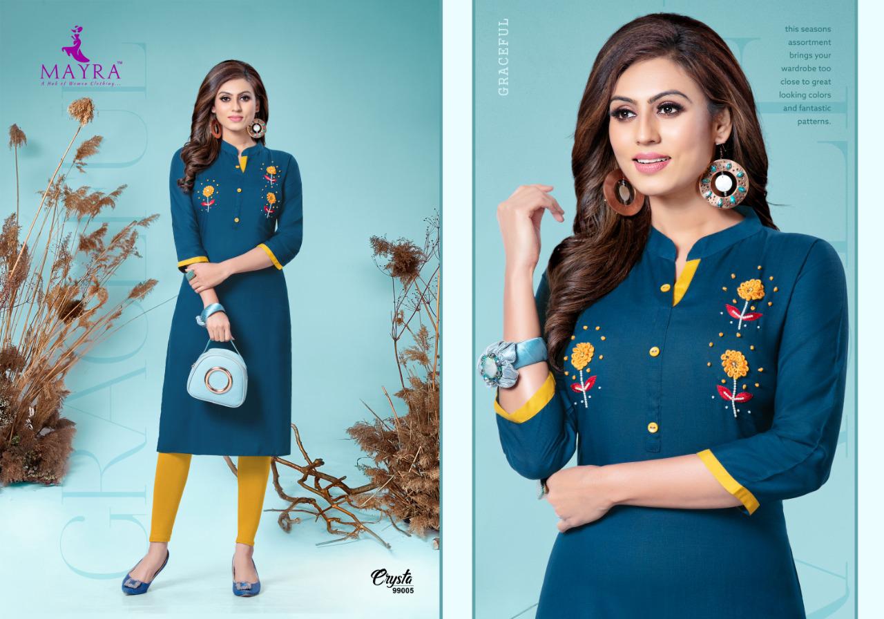 Mayra Presents Crysta Rayon Slub Daily Wear Kurti At Chipest Price In Surat Market