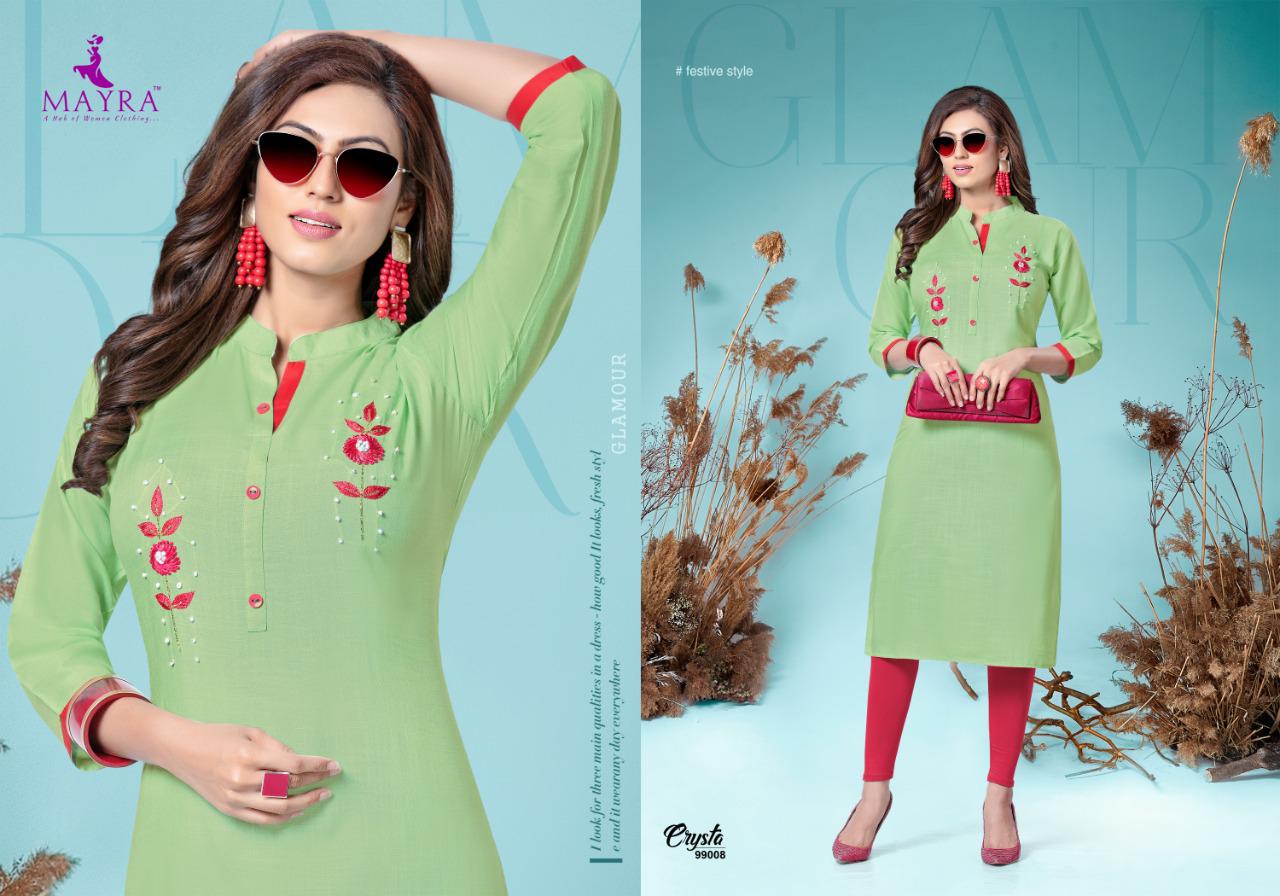 Mayra Presents Crysta Rayon Slub Daily Wear Kurti At Chipest Price In Surat Market