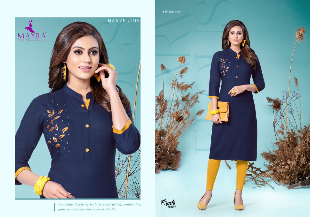 Mayra Presents Crysta Rayon Slub Daily Wear Kurti At Chipest Price In Surat Market