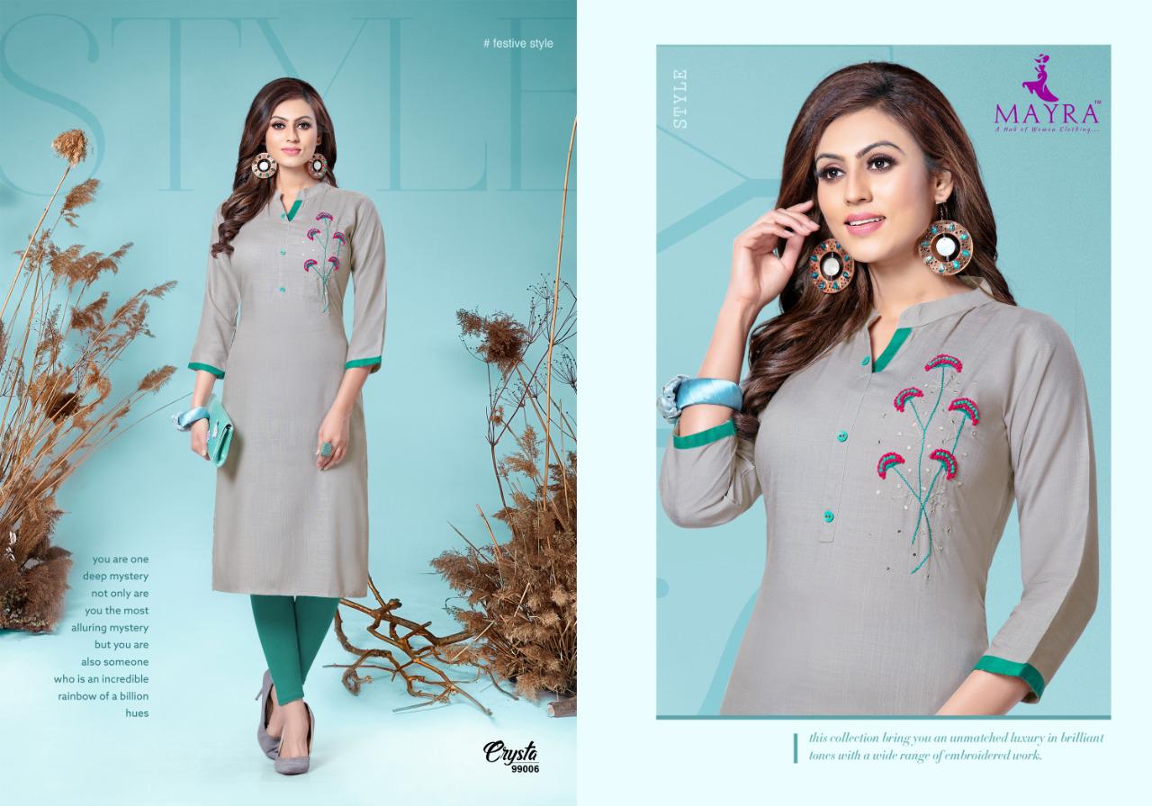 Mayra Presents Crysta Rayon Slub Daily Wear Kurti At Chipest Price In Surat Market