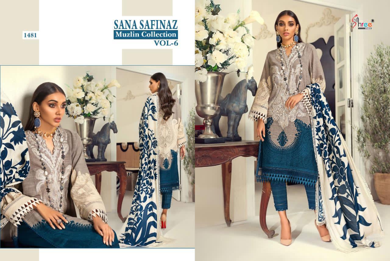 Shree Fab Sana Safinaz Muzlin Collection Vol 6 Jam Cotton Print Salwar Kameez In Surat Market