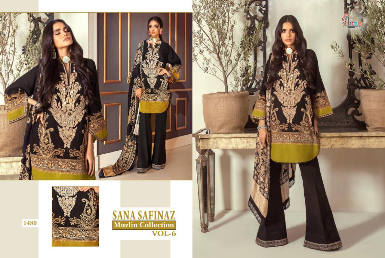 Shree Fab Sana Safinaz Muzlin Collection Vol 6 Jam Cotton Print Salwar Kameez In Surat Market