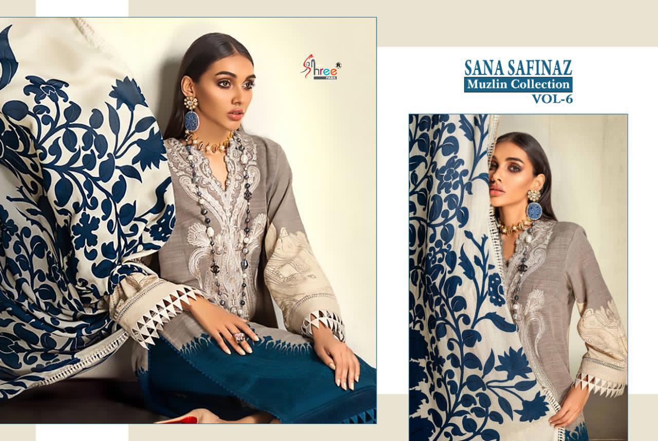 Shree Fab Sana Safinaz Muzlin Collection Vol 6 Jam Cotton Print Salwar Kameez In Surat Market