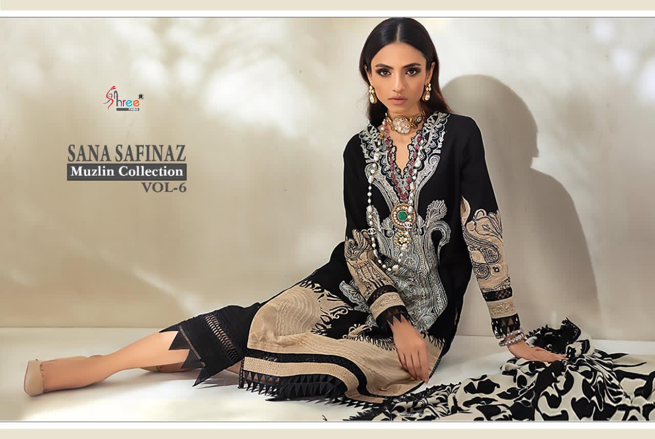 Shree Fab Sana Safinaz Muzlin Collection Vol 6 Jam Cotton Print Salwar Kameez In Surat Market