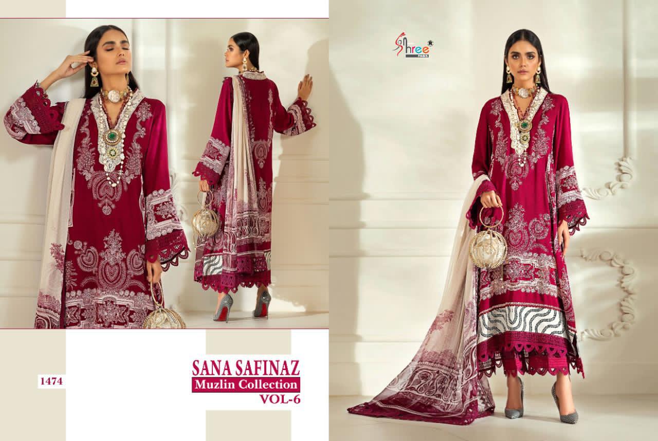 Shree Fab Sana Safinaz Muzlin Collection Vol 6 Jam Cotton Print Salwar Kameez In Surat Market