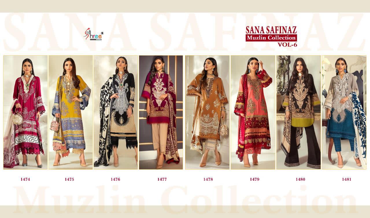 Shree Fab Sana Safinaz Muzlin Collection Vol 6 Jam Cotton Print Salwar Kameez In Surat Market