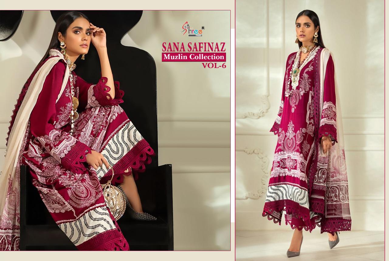 Shree Fab Sana Safinaz Muzlin Collection Vol 6 Jam Cotton Print Salwar Kameez In Surat Market