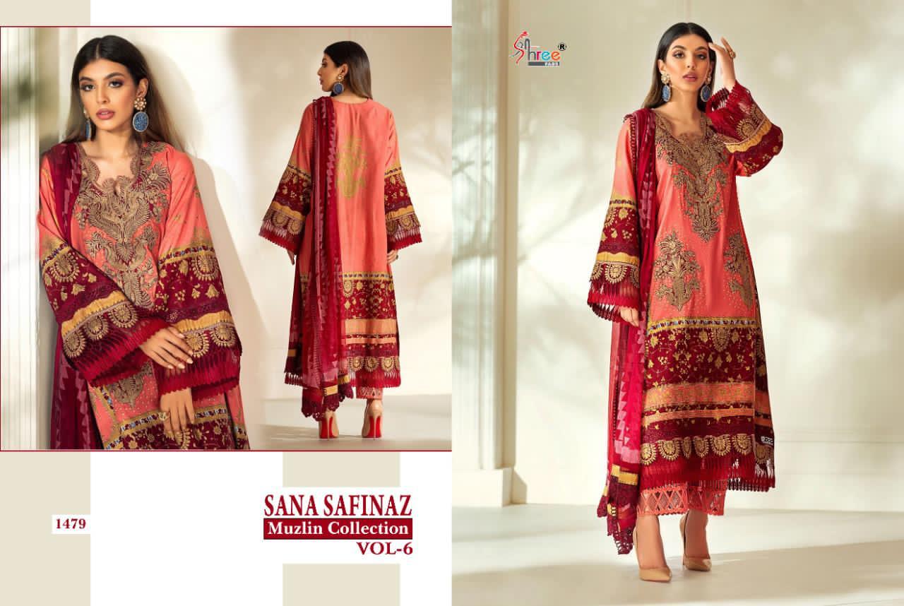 Shree Fab Sana Safinaz Muzlin Collection Vol 6 Jam Cotton Print Salwar Kameez In Surat Market