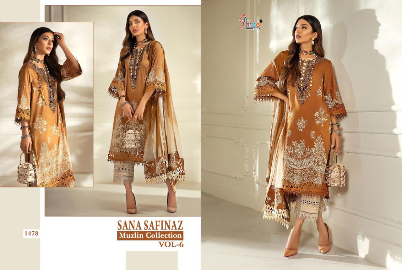 Shree Fab Sana Safinaz Muzlin Collection Vol 6 Jam Cotton Print Salwar Kameez In Surat Market